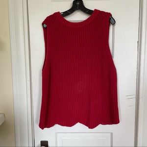 JCrew Red Scallop knit tank